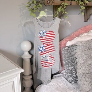 Americana Screen Tank Flowy High Low American Flag Top Red Camel Girls Small